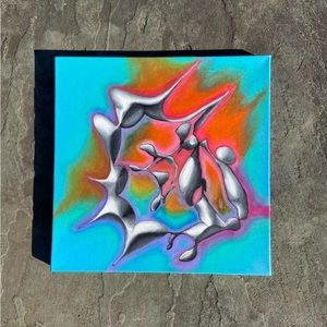 Abstract Psychedelic Rainbow Acrylic Painting